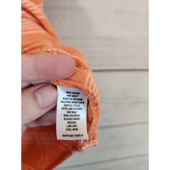 A.n.a. A New Approach Womens Orange Plaid Short Sleeve V-Neck Blouse Size Medium - Picture 4 of 6